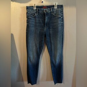 MOTHER High Waisted Looker Ankle Fray Jeans — Night Clubbing
